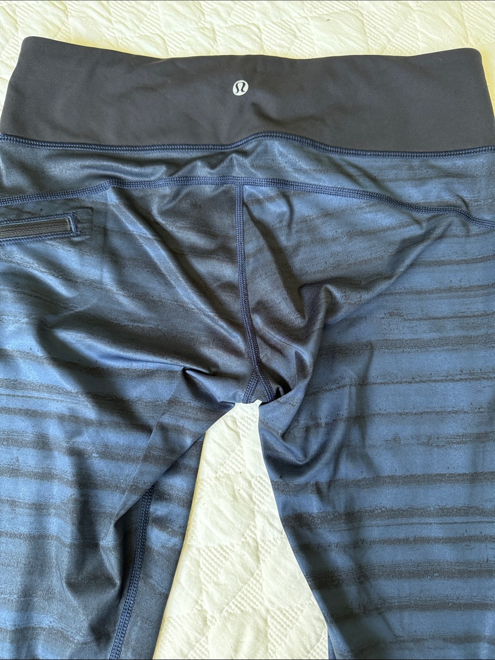 lululemon athletica Black and Dark Gray Striped Leggings - Size 8